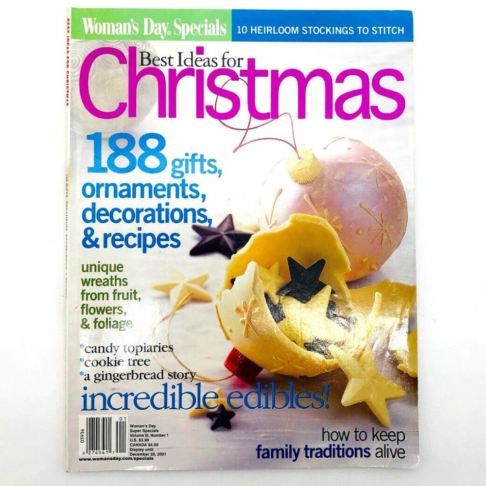 Woman's Day Magazine Best Ideas for Christmas Vol. XI-No 1 December 28, 2001